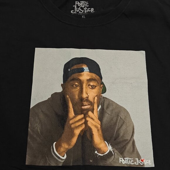 Tupac Graphic Tee Poetic Justice T-Shirt Black Size XL Columbia Pictures Rap - Picture 4 of 9